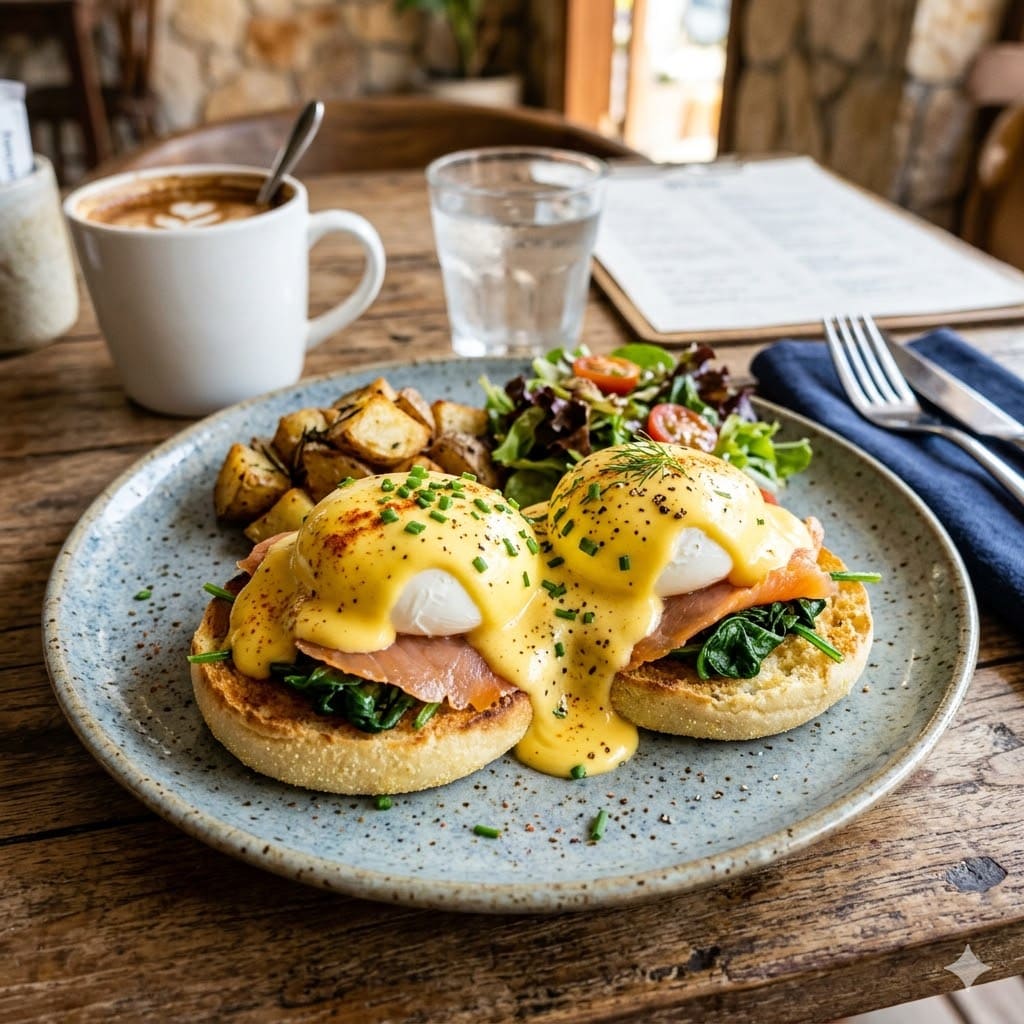 Signature Benedict dari Simetri Home Coffee Roasters